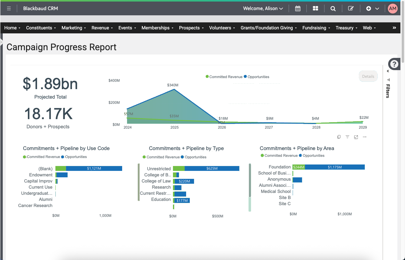 screenshot of Blackbaud CRM